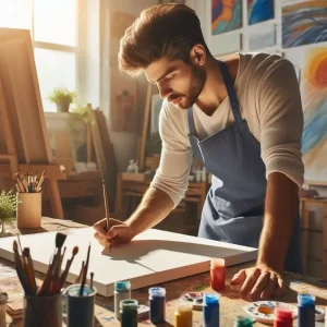 یک مرد درونگرای حسی در حال نقاشی کشیدن
